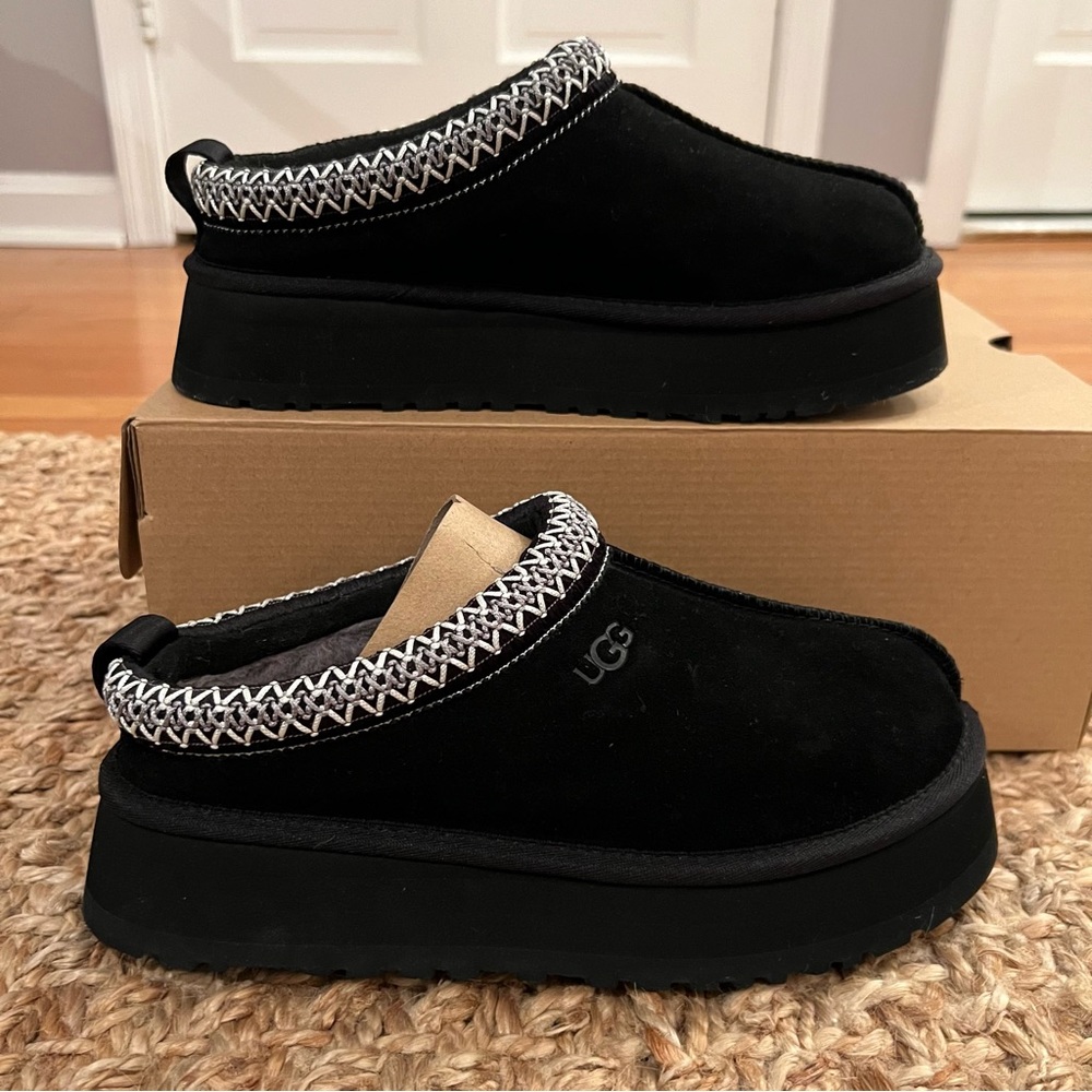 NWT UGG Tazz Platform Suede Slipper Black Women’s 7 - Picture 9 of 16